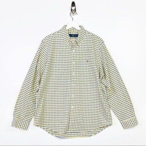 RALPH LAUREN XL Oxford‎ Button Down Long Sleeve Dress Shirt Yellow White Blue